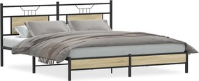 vidaXL sonoma tölgy színű szerelt fa ágykeret matrac nélkül 160x200 cm