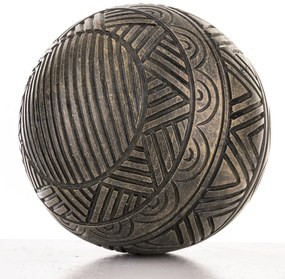 Avila design rejtélyes faragott gömb asztali dekorációs szobor barna műanyag 10x10x10cm