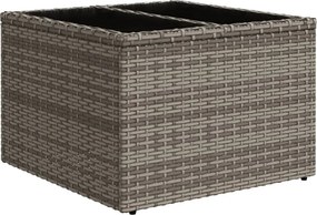 vidaXL szürke polyrattan üveglapos kerti asztal 55 x 55 x 37 cm