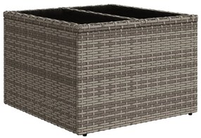 vidaXL szürke polyrattan üveglapos kerti asztal 55 x 55 x 37 cm