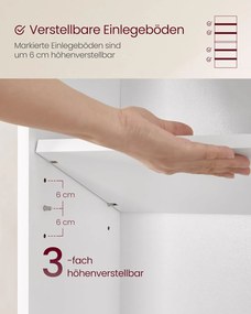 Könyvespolc 24 × 60 × 178,5 cm, fehér színben