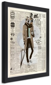 Gario Poszter Absztrakt bulldog egy újság hátterén A keret színe: Keret nélkül, Méret: 40 x 60 cm