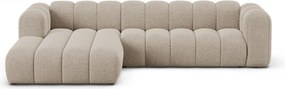 Bézs zsenília sarokkanapé (bal oldali-heverő résszel) Lupine – Micadoni