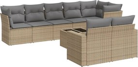 vidaXL 9 részes bézs polyrattan kerti ülőgarnitúra párnákkal