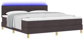 Box Spring Ágy Matraccal &amp; LED Sötétbarna 180x200 cm Szövet