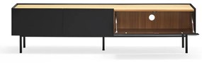 Fekete-natúr színű TV-állvány tölgyfa dekorral 180x45 cm Arista – Teulat