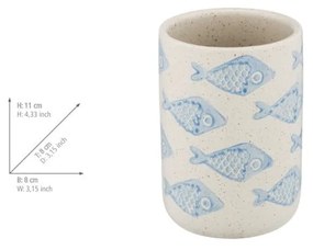 Fehér-kék kerámia fürdőszobai kiegészítő szett Aquamarin – Wenko