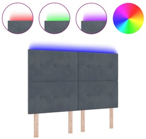 LED Fejtámla Sötétszürke 72 cm Bársony