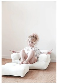 Mini Cube Creamy kinyitható gyerekfotel lábtartóval - Karup Design