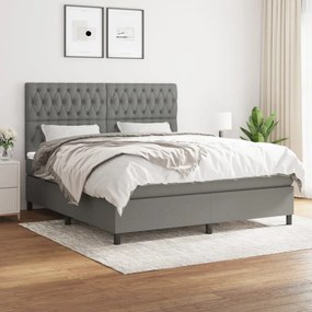 Sötétszürke szövet rugós ágy matraccal 180 x 200 cm