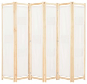krémszínű 6-paneles szövetparaván 240 x 170 x 4 cm