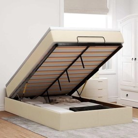 Ottomán ágykeret matraccal krém 120x200cm szövet