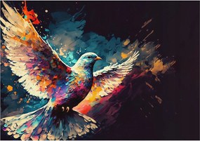 Flizelin tapéta Divatos 3D fali ragasztó Színes madár 312x219 ragasztó