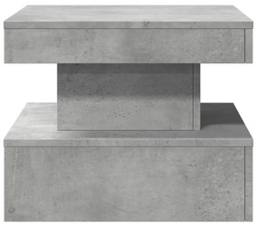 betonszürke dohányzóasztal LED-lámpákkal 50 x 50 x 40 cm