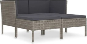 vidaXL 4 részes szürke polyrattan kerti bútorszett párnákkal