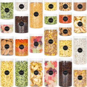 24 db Élelmiszeres Üveg Tároló Szóróanyagokhoz 0,5L 1L 1,5L Öntapadós Címkék