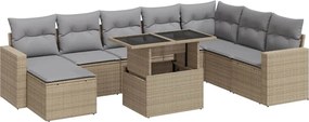 vidaXL 9 részes bézs polyrattan kerti ülőgarnitúra párnákkal