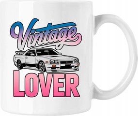 Vintage bögre lover auto autó fehér 330ml
