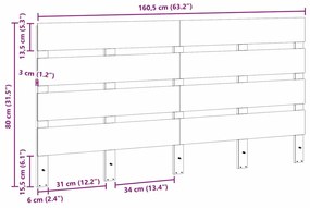 Fa ágytámla Viaszbarna 160.5 x 3 x 80 cm Tömör fenyőfa