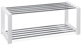 83168-11 Depozit modern pentru pantofi cu rafturi cromate în alb