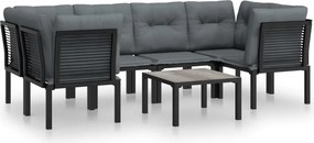 vidaXL 7 részes fekete-szürke polyrattan kerti ülőgarnitúra