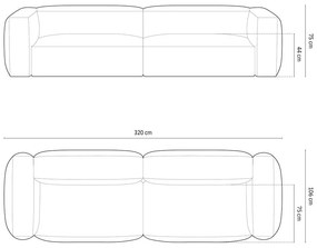 Sötétkék bársony moduláris kanapé 320 cm Martina – Micadoni