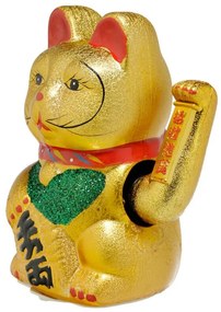 Maneki Neko Szerencsehozó Kerámia Macska, Integető Cica - 21cm