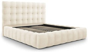 Bézs kárpitozott franciaágy tárolóhellyel, ágyráccsal 180x200 cm Bali – Cosmopolitan Design