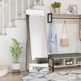 HOMCOM Nagy téglalap alakú, teljes hosszúságú tükör, 50 x 160 cm - álló, falra akasztható, vagy támasztva - hálószobába, nappaliba és öltözőbe, arany