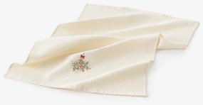 Goldea karácsonyi hímzett waffle konyharuha - fagyöngy krém alapon 50 x 70 cm
