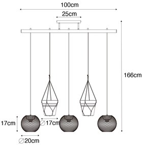 Ipari függőlámpa arany 3-lámpás - Flor