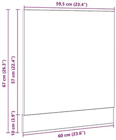 fekete tölgy szerelt fa mosogatógép panel 60x1,5x67 cm