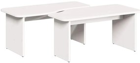 Dohányzóasztal 2 pcs Fehér 100 x 69 x 35.5 cm Tömör fenyőfa