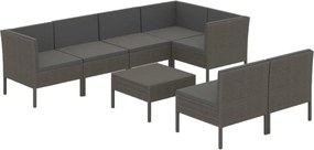 vidaXL 8 részes szürke polyrattan kerti ülőgarnitúra párnákkal