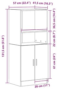 vidaXL antik fa színű szerelt fa konyhaszekrény 57x41,5x131,5 cm