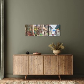 Fülöp-szigeteki falu képe, Ázsia (órával) (90x30 cm)