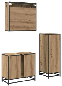 Fürdőszoba bútor szett 3 pcs kézműves tölgy 35 x 37.5 x 100 cm