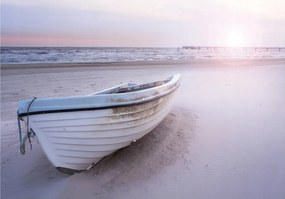 Flizelin fotótapéta Fehér csónak a tengerparton nyugodt tenger 400x280 +ragasztó