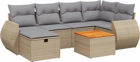 vidaXL 7 részes vegyes bézs polyrattan kerti ülőgarnitúra párnákkal