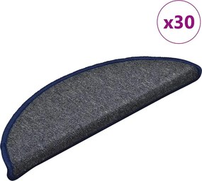 vidaXL 30 db sötétszürke és kék félkör alakú lépcsőszőnyeg 56 x 17 x 3 cm
