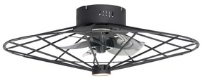 Mennyezeti ventilátor fekete 62cm LED-del, fényerőszabályzóval és távirányítóval - Yaran