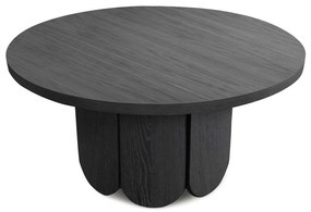 Fekete kerek dohányzóasztal tölgyfa dekorral ø 78 cm Soft – Woodman