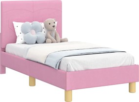 vidaXL Gyerekágy keret fejtámlával Rózsaszín 70 x 140 cm szövet