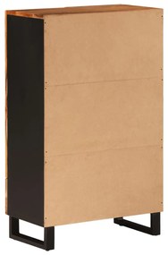 Tömör akácfa és vas magasszekrény fiókkal 60x33x100 cm