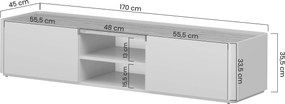 Elivo TV-szekrény 170 cm fiókkal - kasmír / olajozott tölgy