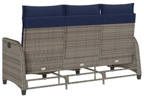 L-alakú szürke polyrattan fekvő kerti kanapé párnákkal