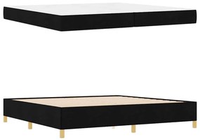 Boxrugós ágy Fekete és fehér és fekete 200 x 200 cm szövet