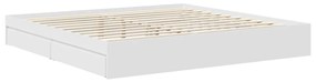vidaXL Tárolós Ágy fejtámlával fiókkal Fehér 200 x 200 cm Faanyag