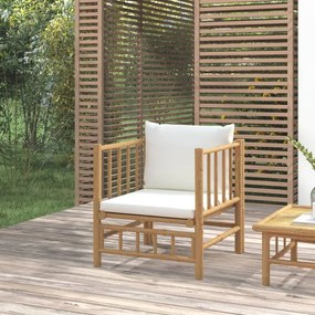 vidaXL bambusz kerti kanapé krémfehér párnákkal