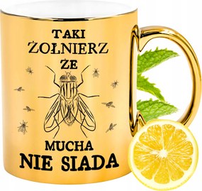 Prémium Arany Csillogó Bögre Katona Ajándék Nyomtatott Fotóval